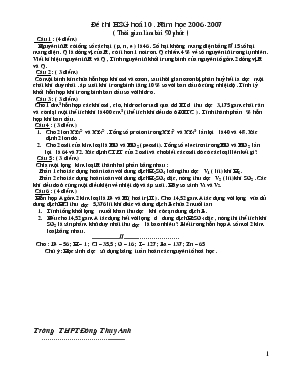 Đề thi học sinh giỏi hoá 10 . Năm học 2006-2007 ( thời gian làm bài 90 phút )
